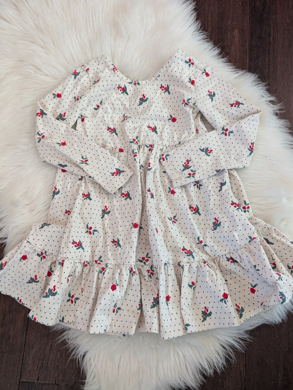 Hanna Andersson Holiday Christmas Holly Long Sleeve Twirl Dress Size 4T